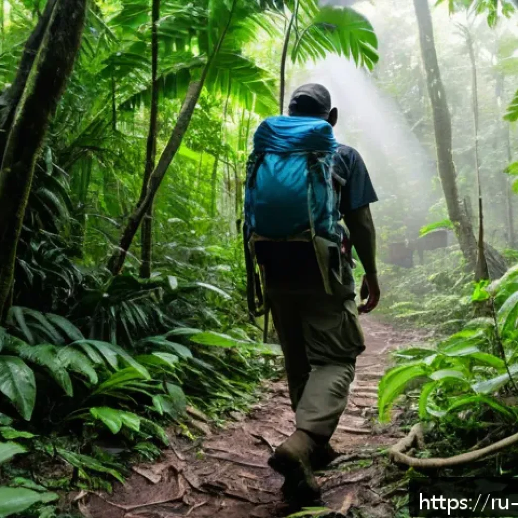 코트디부아르 백패킹 코스 - A lush, vibrant scene of Ta&iuml; National Park in Ivory Coast, featuring dense tropical rainforest with ...