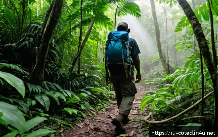 코트디부아르 백패킹 코스 - A lush, vibrant scene of Ta&iuml; National Park in Ivory Coast, featuring dense tropical rainforest with ...